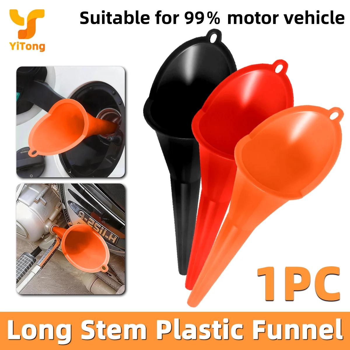 Yitong 1PC Anti-Spill Long Handle Refuel Funnel Durable Plastic Long Spout Filler Accessory Automobile Vehicle Maintenance Parts