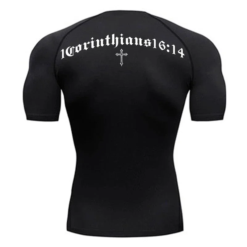 

Bible Cross Print Compression Shirt for Men Athletic Quick Dry Tees Tshirt Gym Workout Fitness Running Undershirts Baselayers