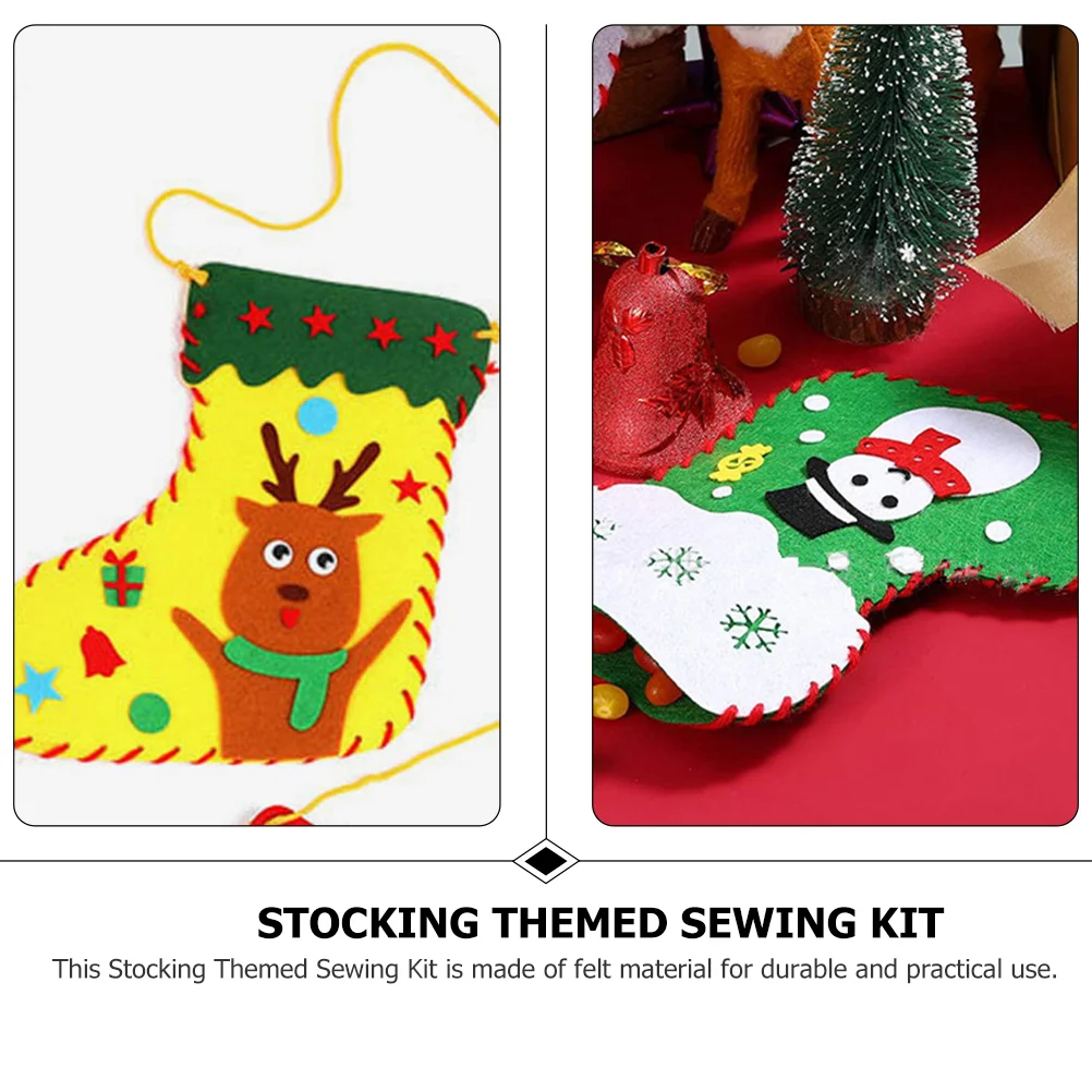 Felt Stocking Kit for Beginners Christmas Socks DIY Children's Handmade Non-woven Educational Toys Kids Sewing