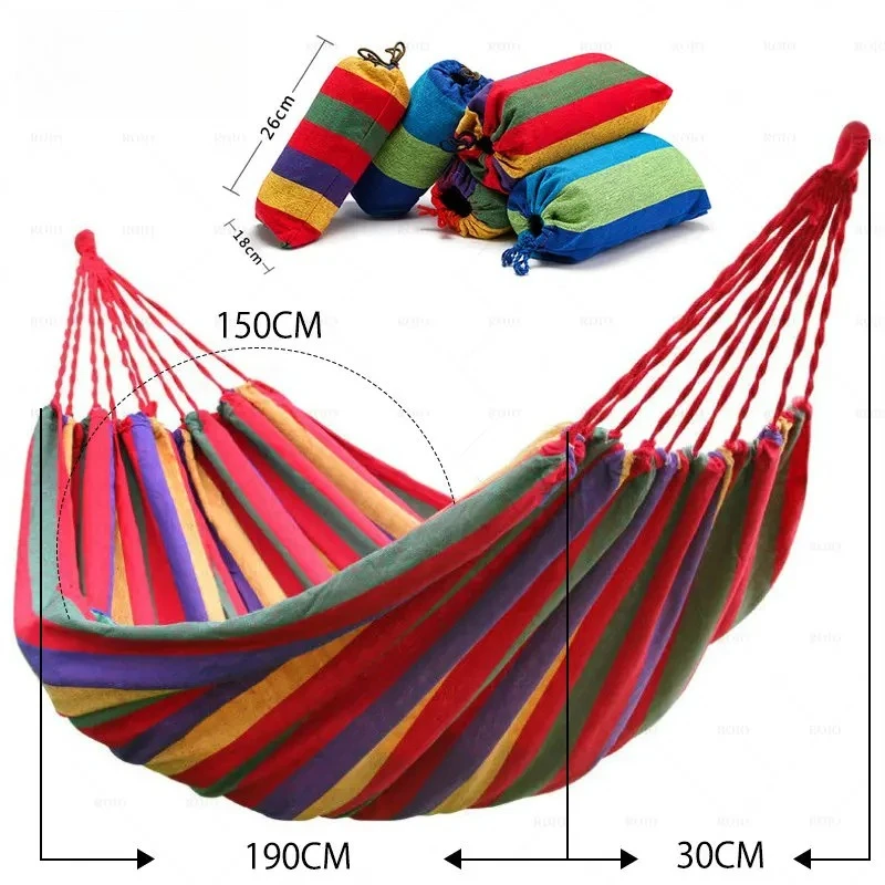 

Outdoor Thicken Canvas Hammock Home Garden Leisure 1-2 Person Swing Chair Camping Hunt Rest Stripe Hanging Bed Colorful Hammock