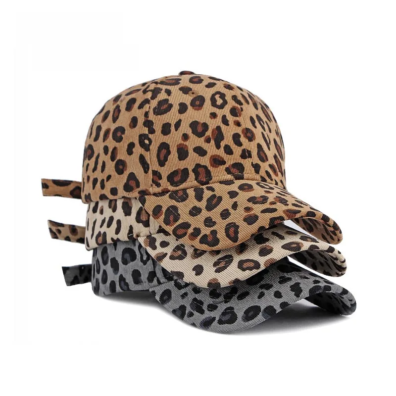 Women Winter Hat Leopard Pattern Corduroy Baseball Cap Men Retro Snapback Hip Hop Hat Accessories Cotton Plain Pattern Warm Hats