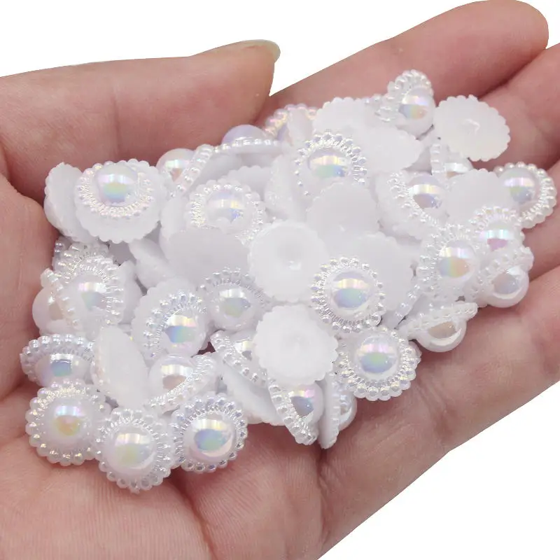 50-300PCS Flat Plastic Beads Lmitation Pearls For Clothing Bag Decoration Accessories DIY Handmade Make Hairpin Crafts Material