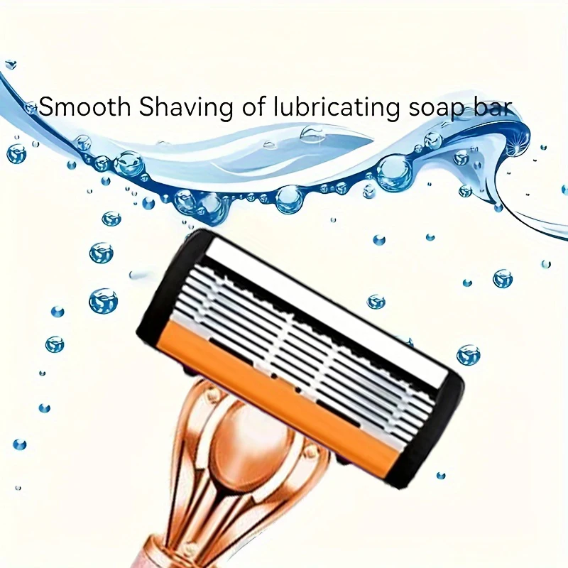 ماكينة حلاقة آمنة مكونة من 6 طبقات من الفولاذ المقاوم للصدأ، شفرة تقدمية سهلة الحلاقة للرجال وأدوات حلاقة لإزالة الشعر للنساء #2