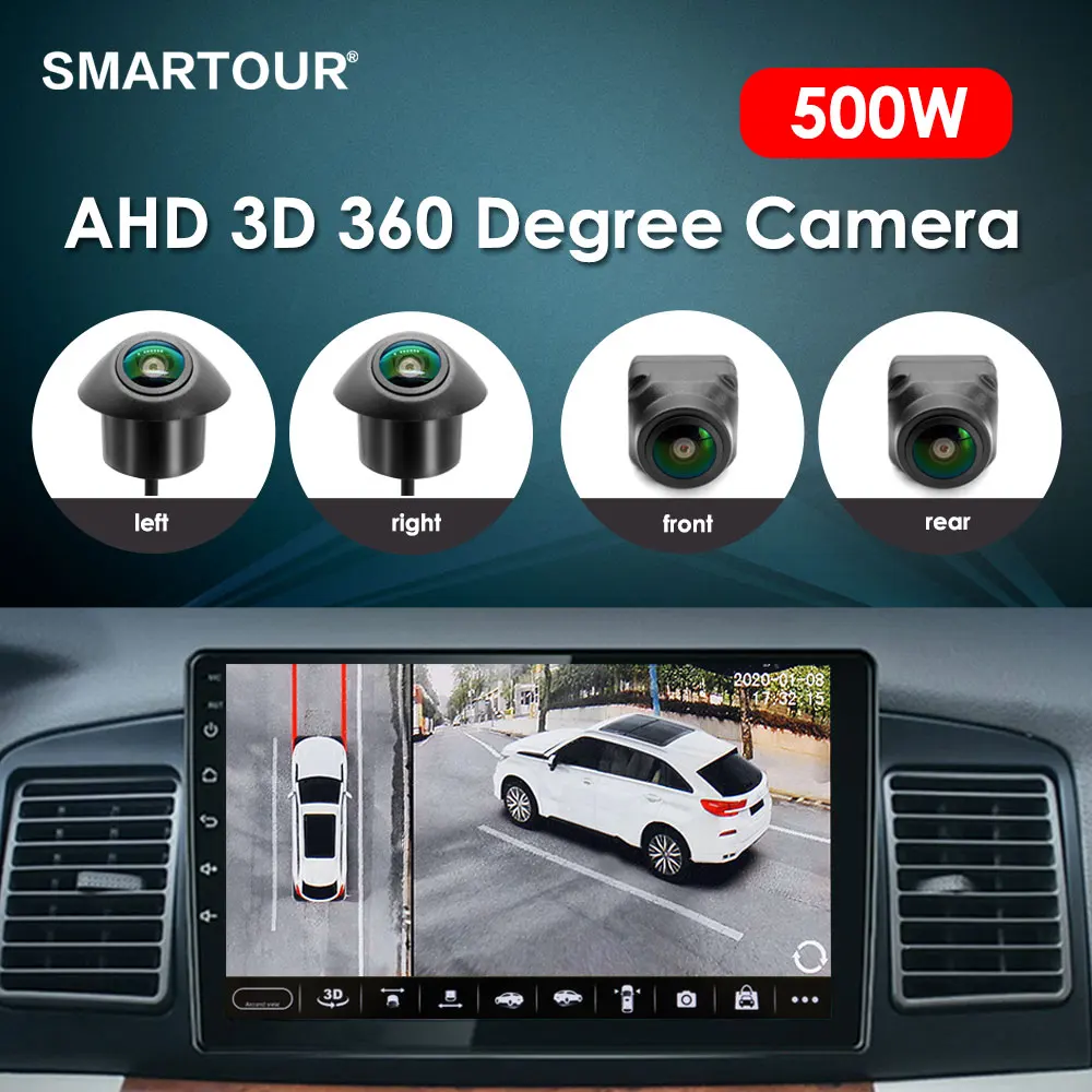 Kamera samochodowa 360° 500W z Androidem i wbudowanym aplikacją 360app, system obrazu panoramicznego 3D, akcesoria samochodowe.
