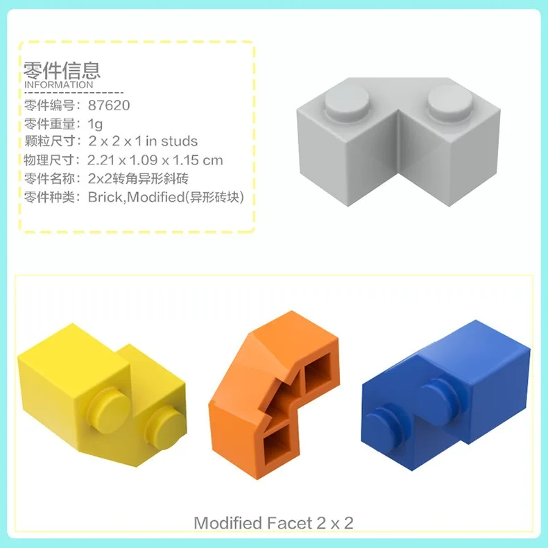 50g Tecnico MOC Parti Mattoni Speciali con sporioni irregolari 2458 4070 4733 Building Block Modello di Auto Kit Giocattoli Accessori