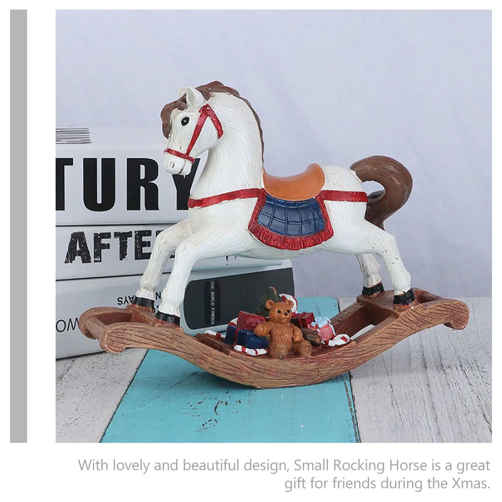 

Christmas Resin Rocking Horse Tabletop Decoration Lovely Design Gift for Friends Xmas Resin Hobbyhorse Shape Adornment