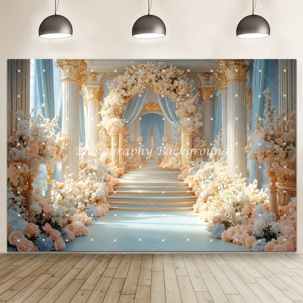 

Palace Flower Wedding Photography Background Girl Birthday Party Photozone Decoration Banner Baby Portrait Photo Booth Backdrop