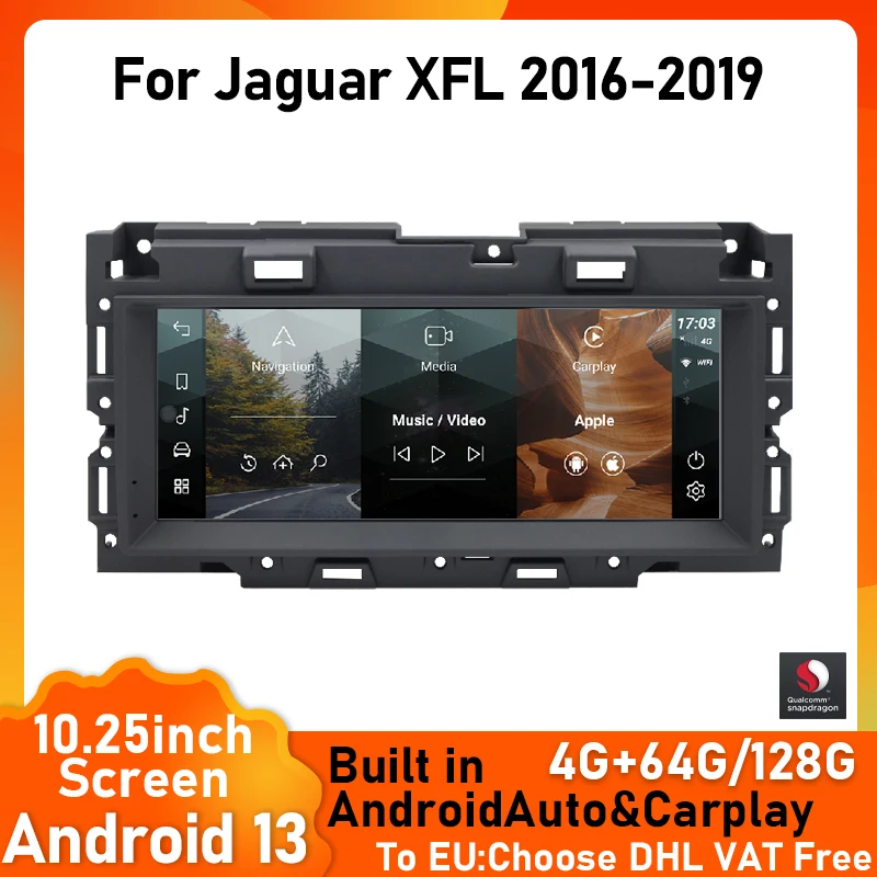 NEW Android 13 Qualcomm Carplay Auto GPS Navigation DSP Touch Screen For Jaguar XFL 2016-2019 Car Multimedia radio Player Stereo