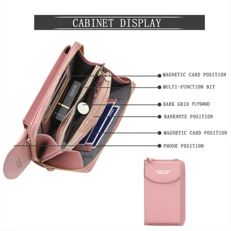 Wallet ladies twill PU multifunctional mobile phone clutch bag ladies wallet large capacity travel card holder passport case