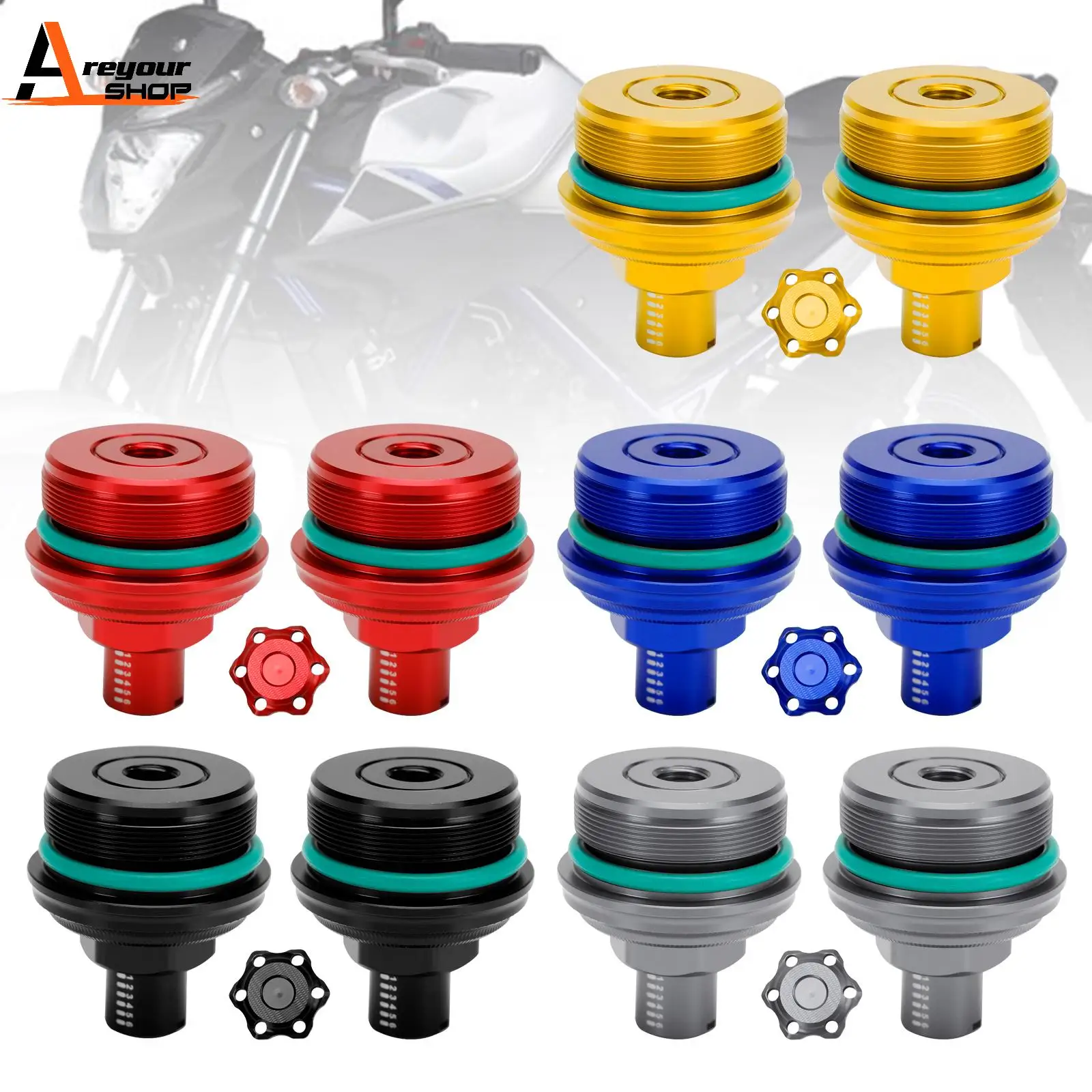 

Areyourshop 2X Fork Bolt Preload Adjuster Cap Screw Fits for Yamaha Mt-03 Mt 03 19-23 Titanium