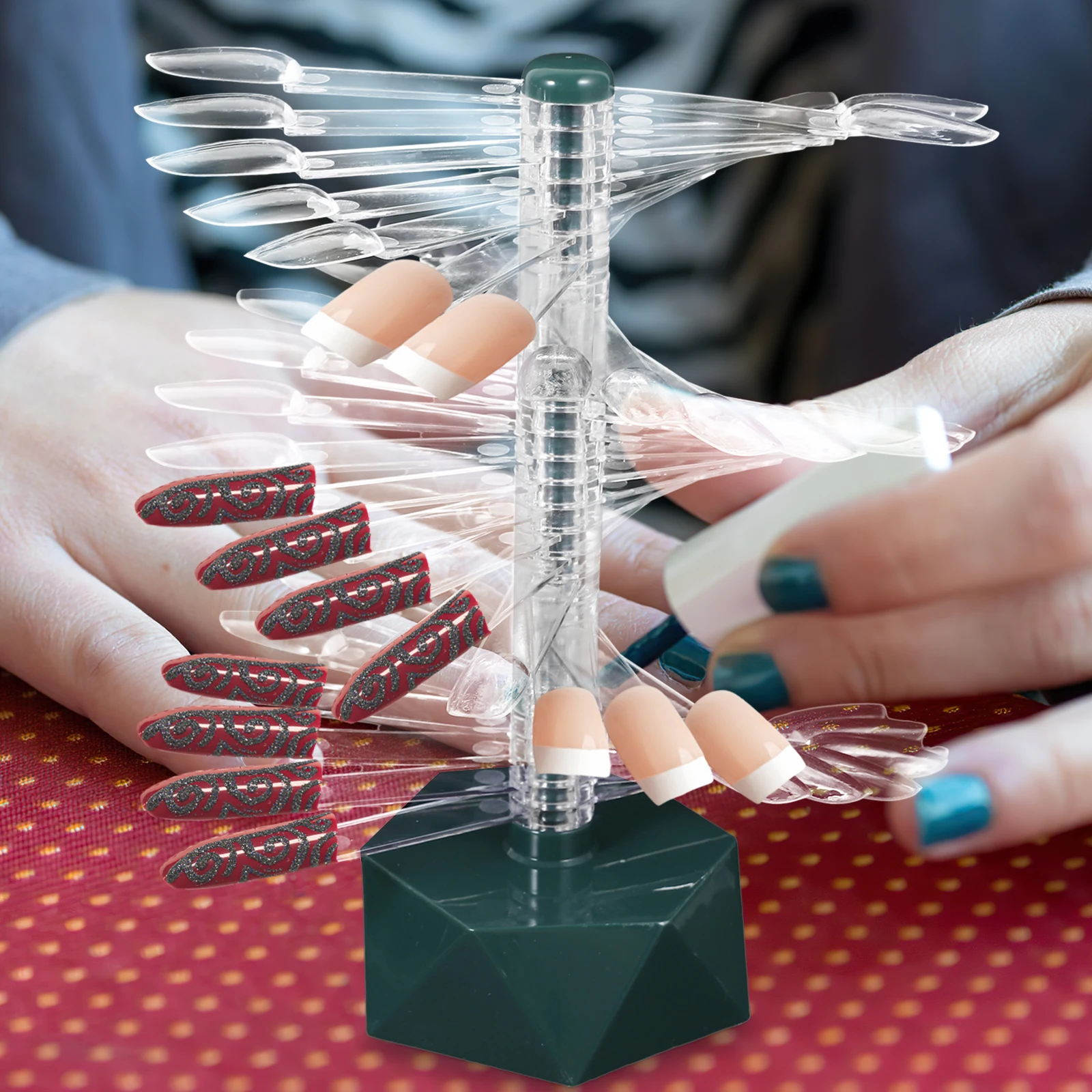 

Spiral Display Stand Clear Acrylic Art Practice Stand Durable Manicure Supply Nail Tips Display Holder Functional Elegant Nail