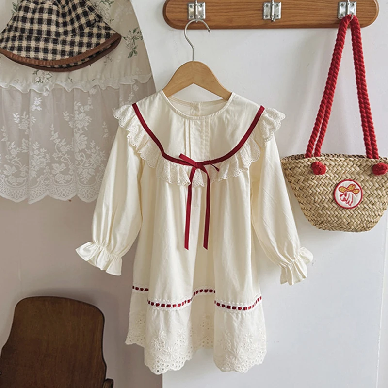 

2025 New Autumn Sister Dress Children Clothes 2-7Yrs Girl Party Dress Long Sleeved Cotton Splicing Kids Princess Dresses