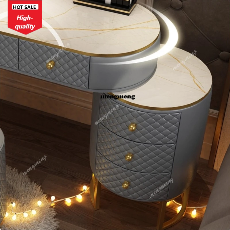 

C139 Nordic minimalism illuminated makeup dressing table elegant luxury vanity With chair coiffeuse avec miroir bedroom furnitur