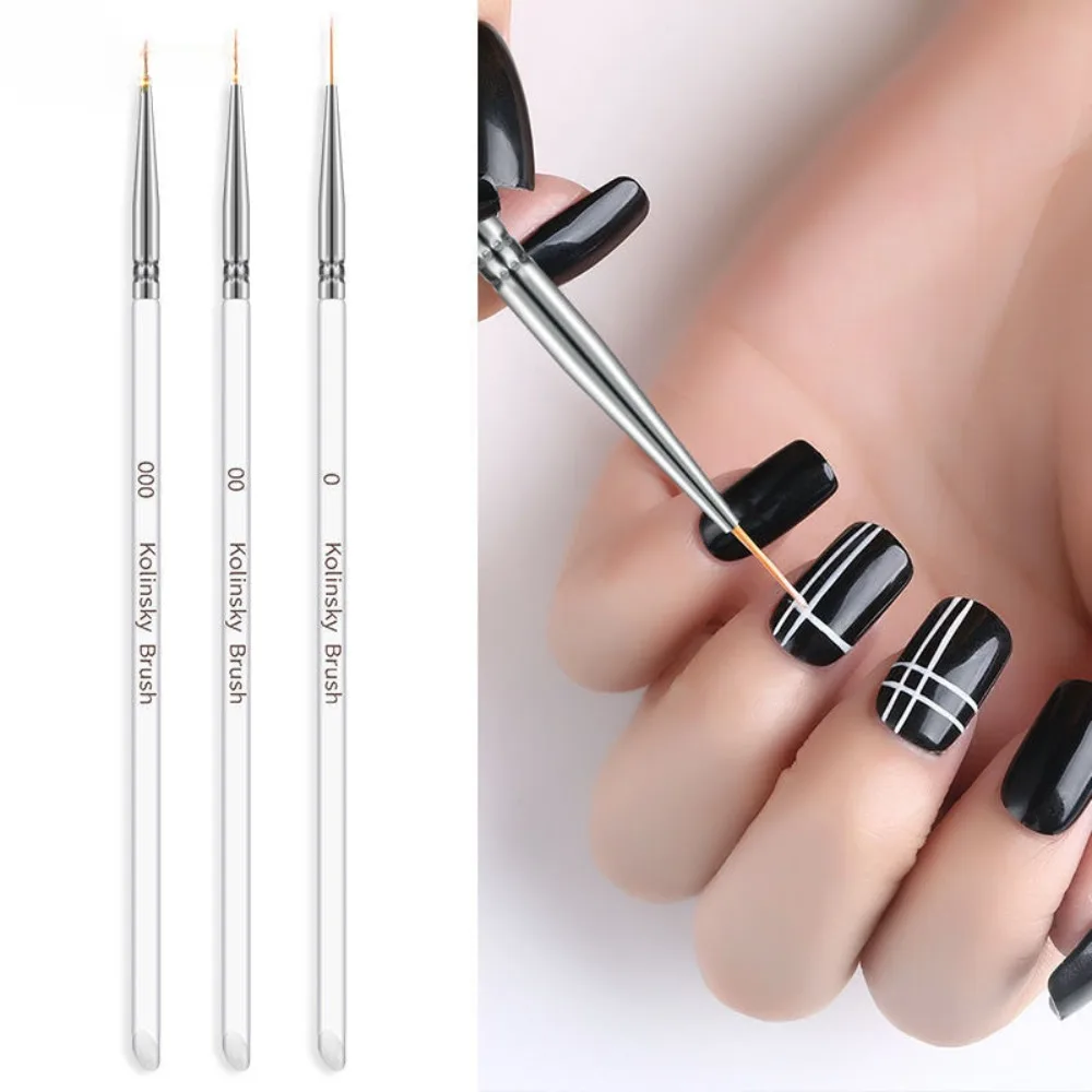 

3Pcs/Set Acrylic French Stripe Nail Art Line Painting Pen 3D Tips Manicure slim Line Drawing Pen UV Gel Brushes Painting Tools