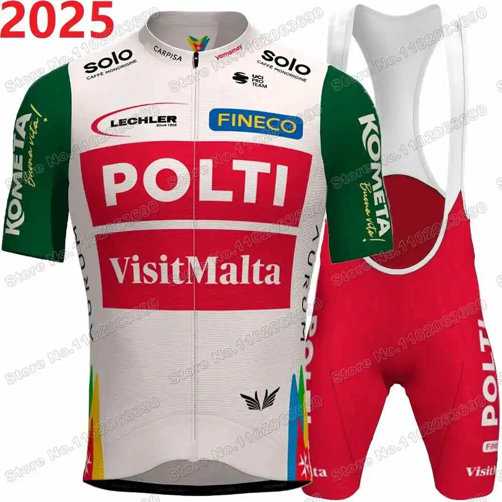 2025 Team Polti Kometa Cycling Jersey Set Summer Cycling Clothing Men Road Bike Shirt Suit Bicycle Bib Shorts MTB Uniform