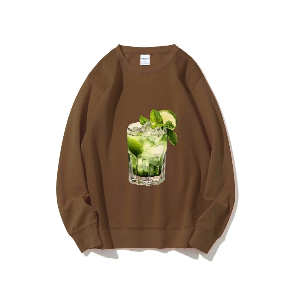 Y2K الجرافيك البلوز Mojito مع مقبلات طباعة منعش Zesty الاجتماعية البلوز لينة النسيج للحزب تحت عنوان مظهر غير رسمي