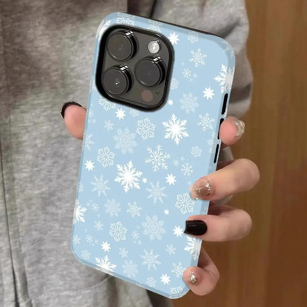 

snowflake wallpaper Phone Case Double-layered 2-in-1 Film Case For IPhone 16 15 Promax 14 13 Pro 12 11 plus Samsung S Covers