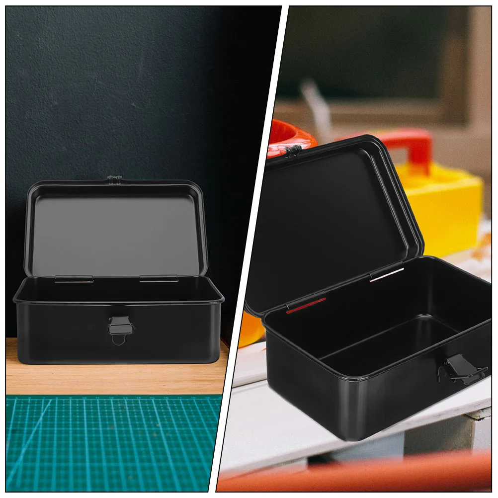 2pcs Metal Tool Box Iron Toolbox Organizer Locking Storage Container Waterproof Tools Case Heavy Duty Mechanics Organizer