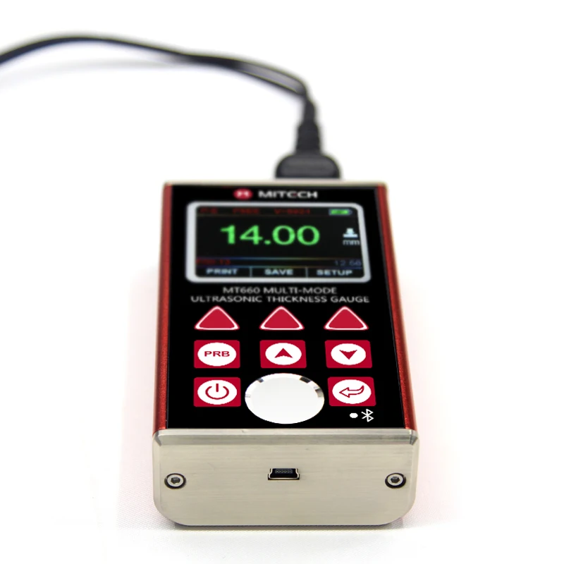 MT 660 Ultrasonic Thickness Gauge Multi-mode 0.65-600 mm( P-E) 3-100 mm (E-E) with Memory Optional Bluetooth Thermal Printer