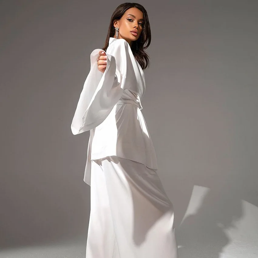 Pajamas Sets for Women 2023 New Fall Loose Fashion Satin Long-sleeved Long Pants 2-piece Loungewear Sleepwear for Sleeping