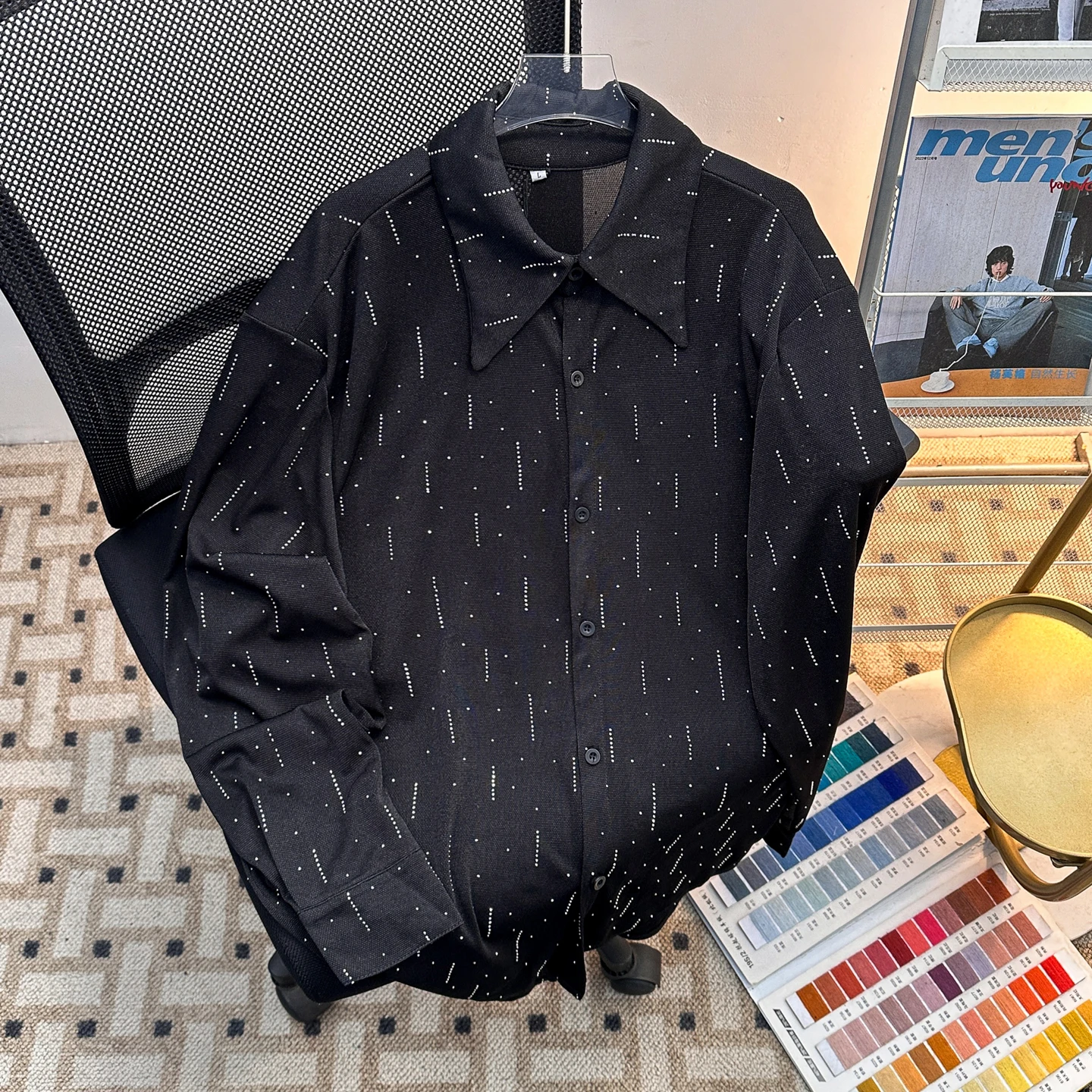 

Bla Long Sve Men's irt Casual Drapey Drill Street Sle Briti Preppy irt Loose Fit Summer Sun Protection Casual Sle