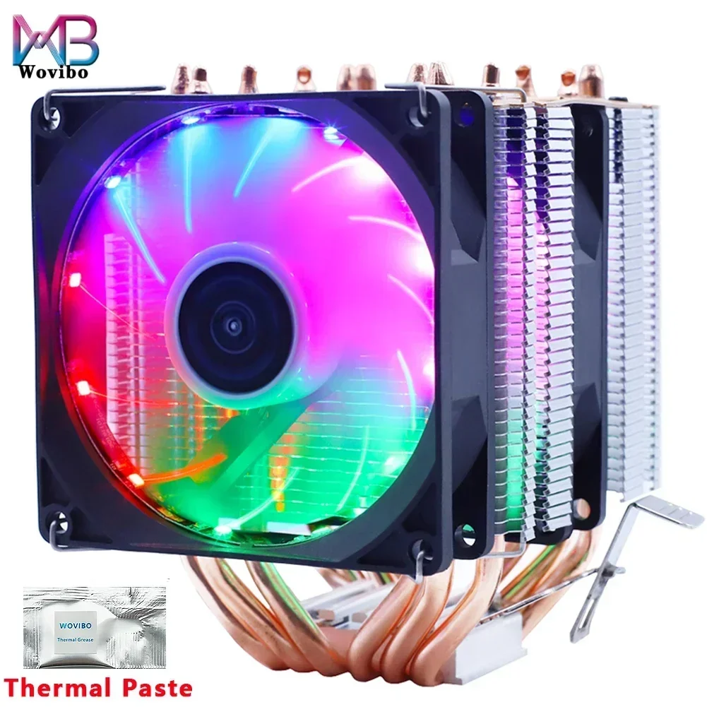 6 Heatpipes RGB CPU Cooler Radiator Silent PWM 4PIN 150W For Intel LGA 1150 1151 1155 1200 1700 2011 X79 X99 AM3 AM4 Ventilador