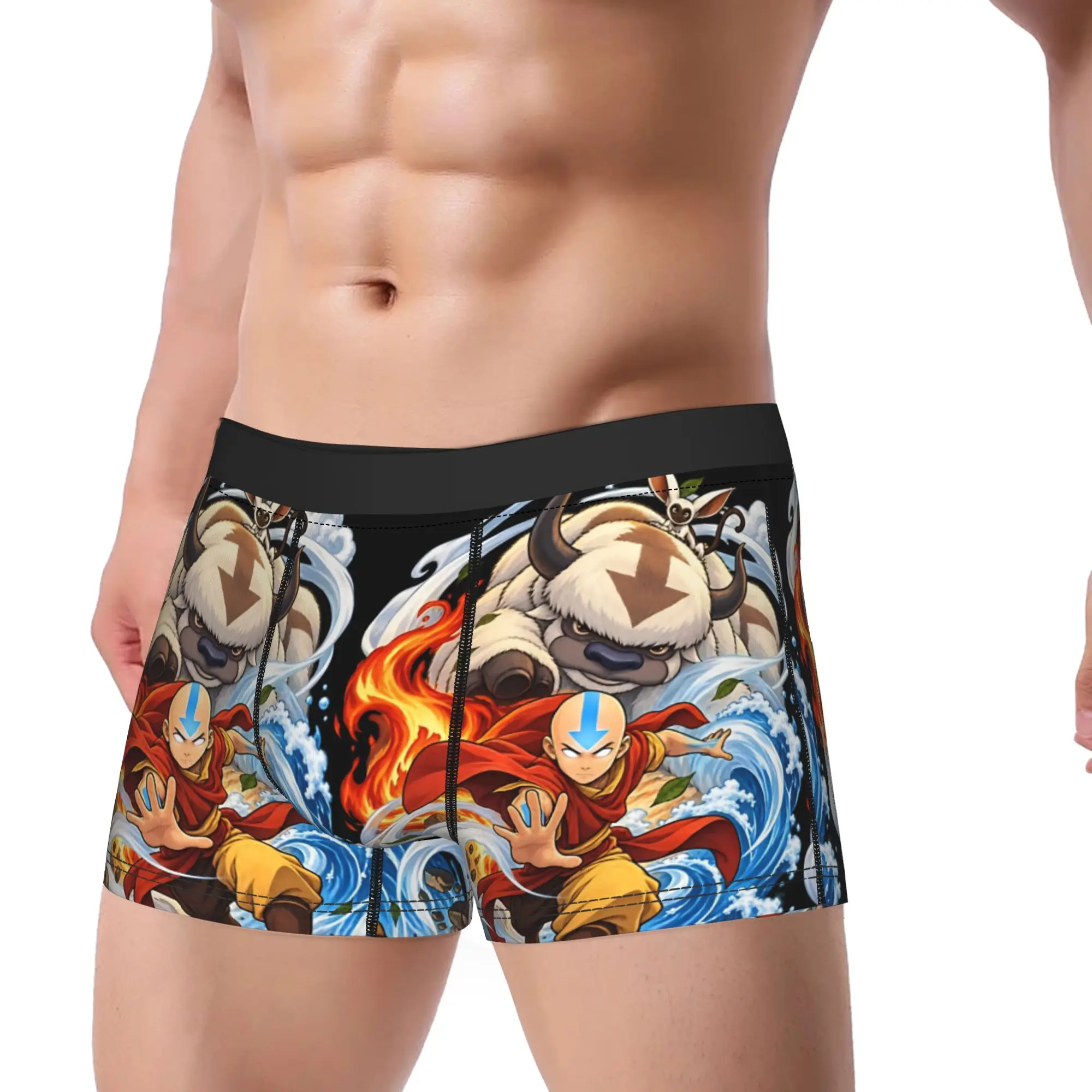 Avatars Airbender  Appa Aang Underwear  Funny Underpants Pattern Shorts Briefs For Men 3D Pouch Plus Size Trunk