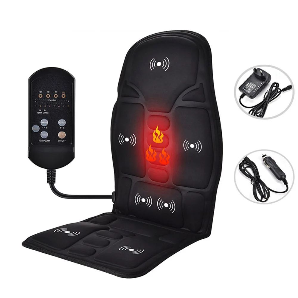 NEW Car Chair Body Massage Heat Mat Seat Cover Cushion Neck Pain Lumbar Support Pad With Remote Controls Neck Mat Back Massager