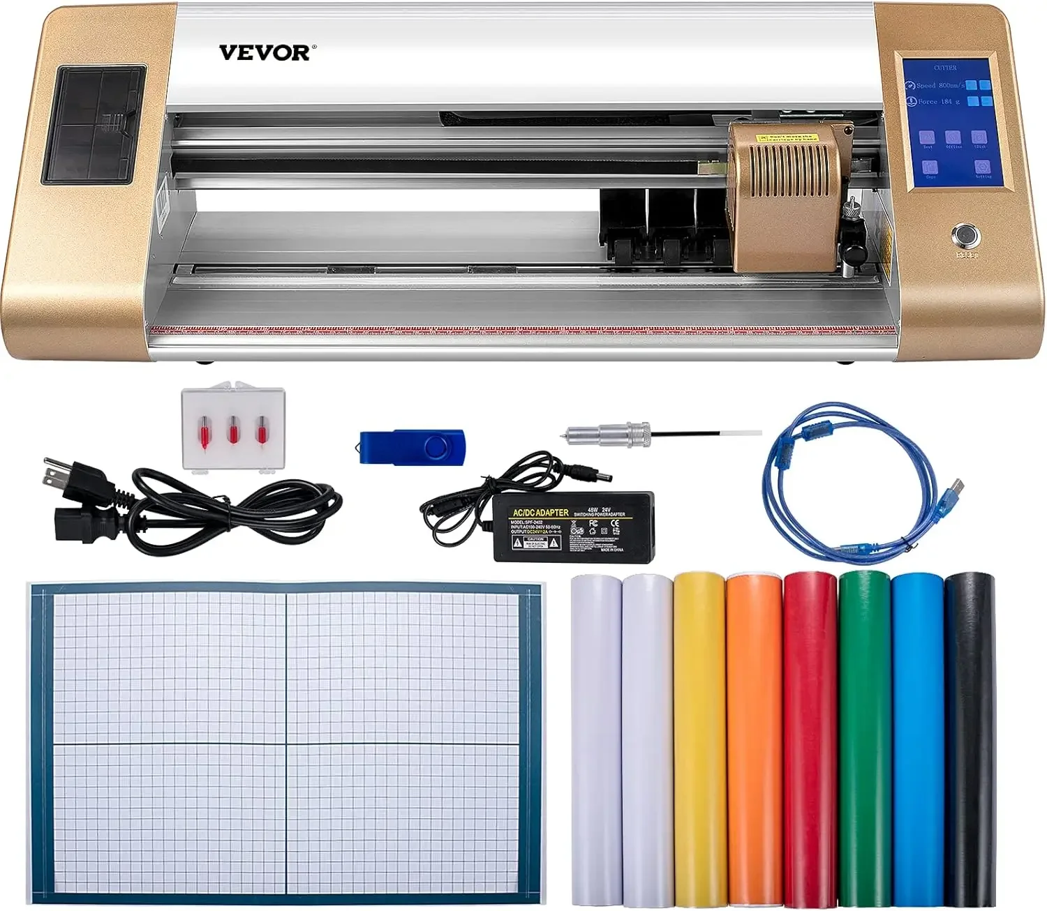 Vinyl Cutter Machine, 18 in / 450 mm Max Paper Feed Cutting Plotter, Automatic Camera Contour Cutting LCD Screen Printer