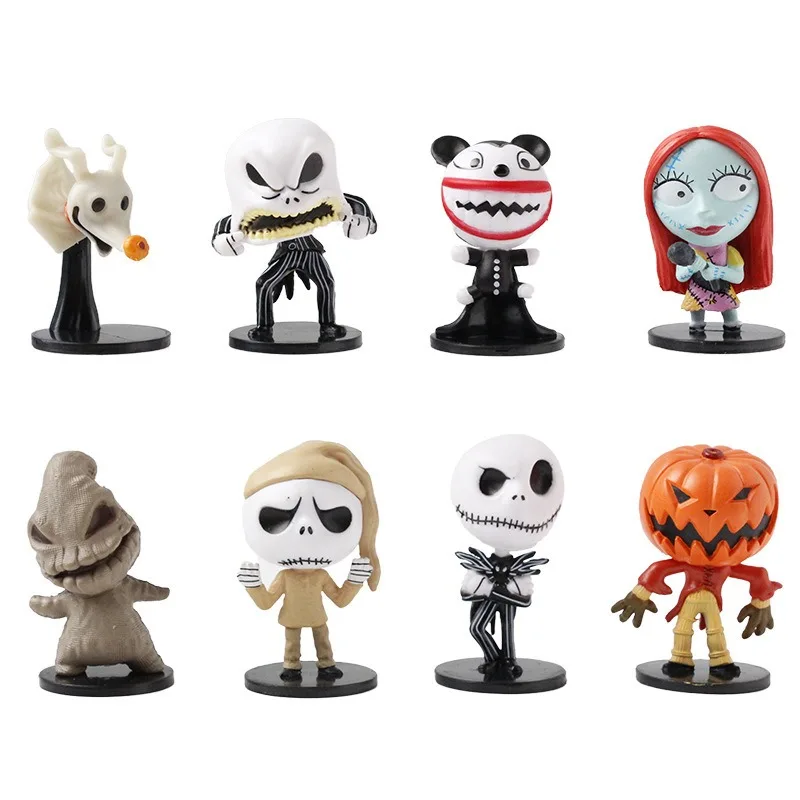 

8Pcs/Set The Nightmare Before Christmas Disney Action Figures Jack Skellington Pumpkin Figurine Cartoon Doll Home Decoration Toy