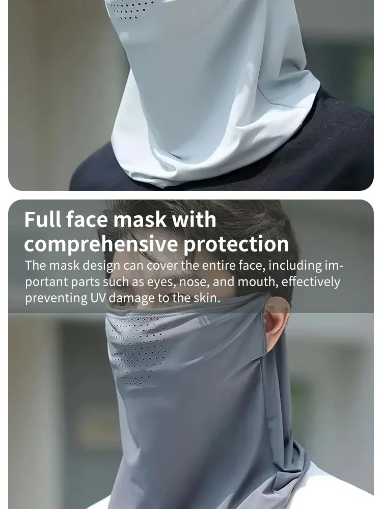 Sommer Outdoor-Radsport Sonnenschutzmaske für Männer und Frauen, Eisseide UV-Schutz Atmungsaktiver Sonnenschutz Halstuch Maske U – Detail 3