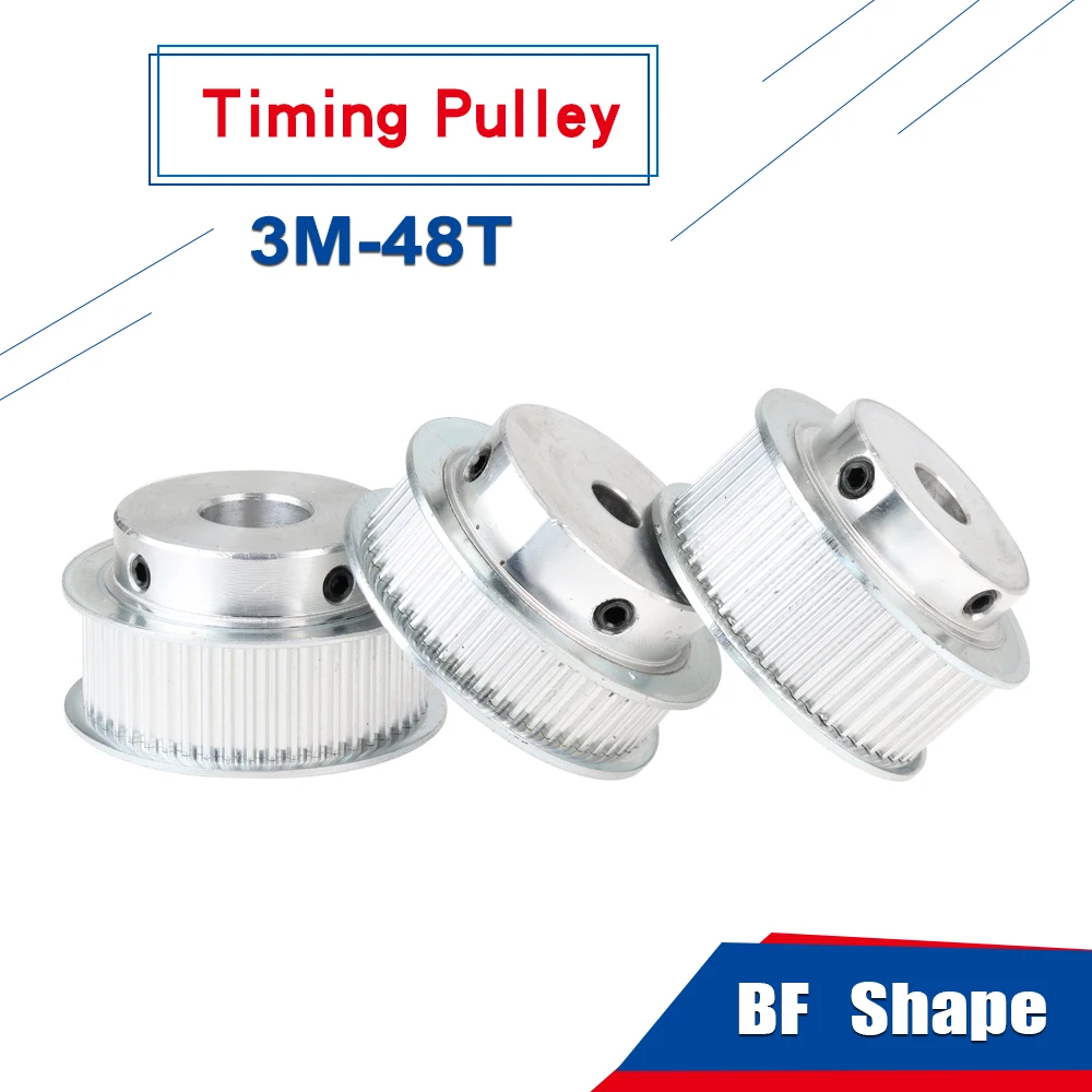 

3M-48T Alloy Pulley Bore Size 6/8/10/12/14/15/16/17/20 mm pulley wheel Slot Width 11/16 mm For 3M Timing Belt Width 10/15 mm