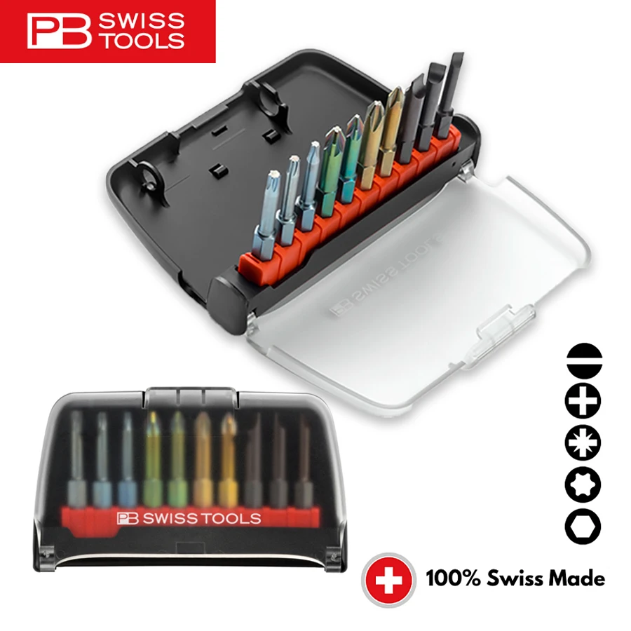 

PB Swiss Tools Screwdrivers Bits Sets PrecisionBit, Design (1/4”), Set in BitCase with Belt-Clip C6. 990|C6. 995|E6. 985|E6. 986