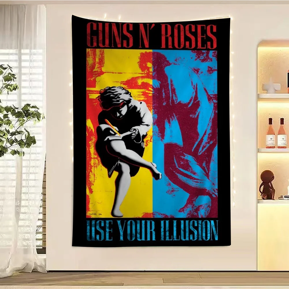 Vintage Rock Music Band G-Guns N Roses Hanging Bohemian Tapestry Home Decoration hippie bohemian decoration divination Art Home