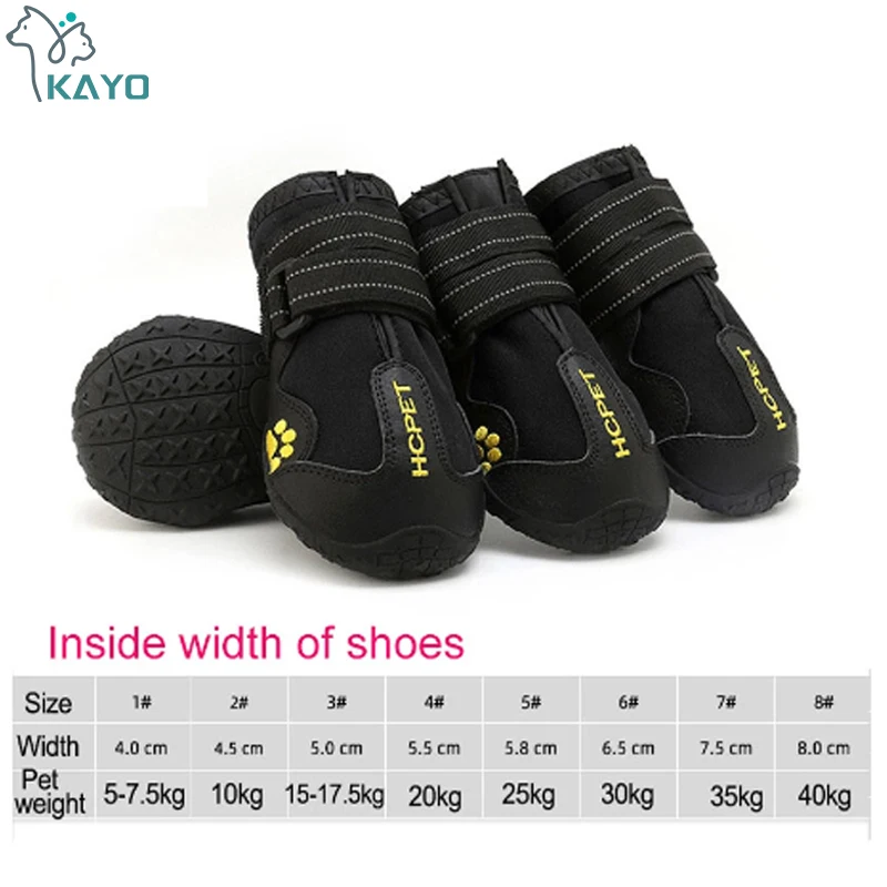 Dog Boots Waterproof Dog Shoes Dog Booties with Reflective Rugged Anti-Slip Sole and Skid-Proof Outdoor Large Dog Shoes 4Pcs