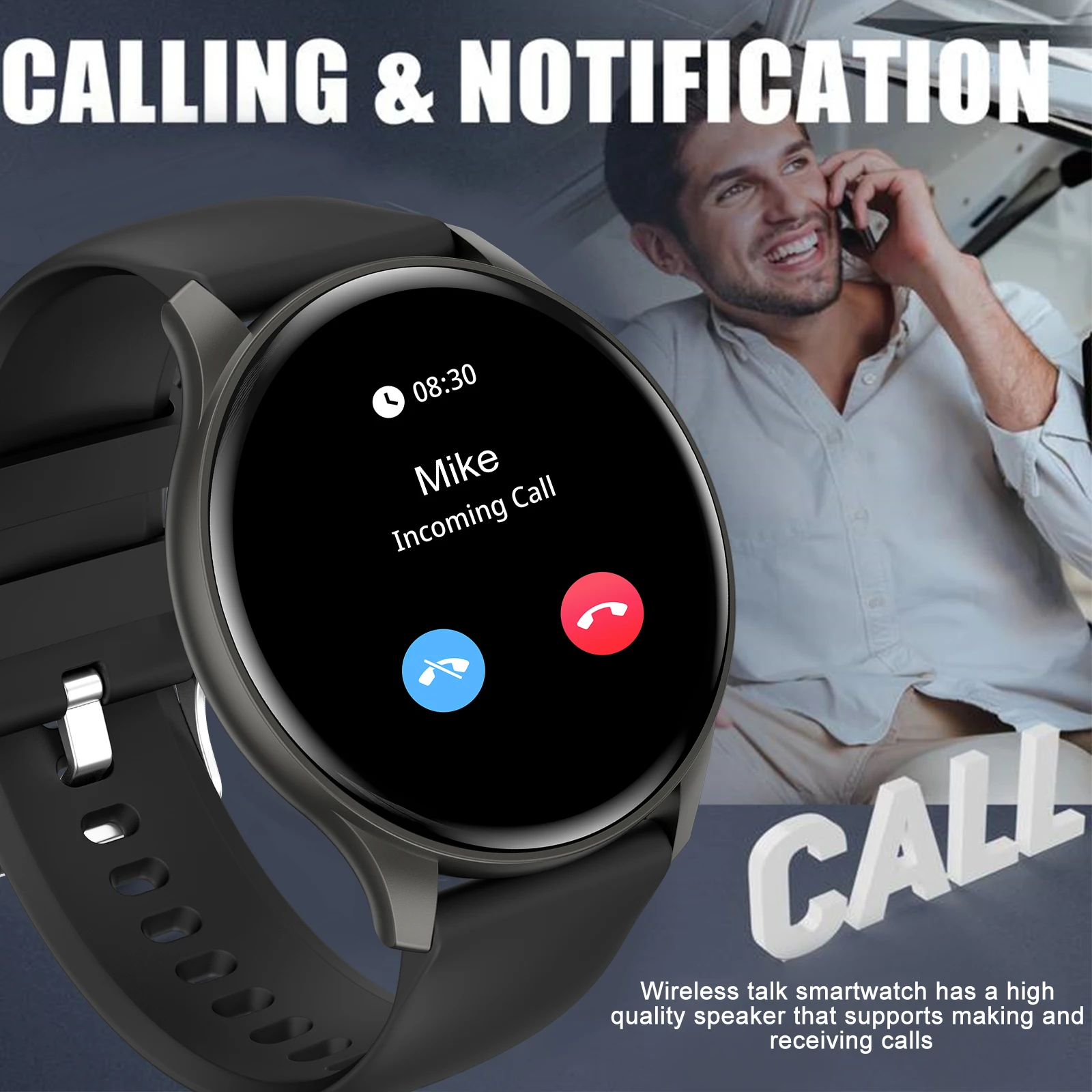 Smart Watch, Wireless Call/Dial, Multi-Sport Mode, Alerts, For Men and Women, Customized Wallpaper, iPhone/Andriod