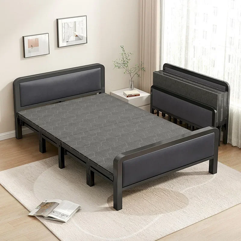 Folding Bed Single 1 Meter 2 Household Simple Adult Rental Room 1 Meter Dormitory Iron Bed Marching Double Bed