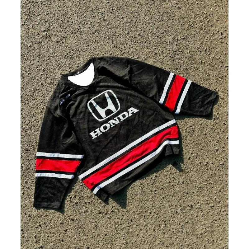 

Honda Racing Team Ретро Хип-Хоп 2026 Повседневная футболка с длинным рукавом Мужская модная удобная спортивная одежда Топ для любителей мотоциклов