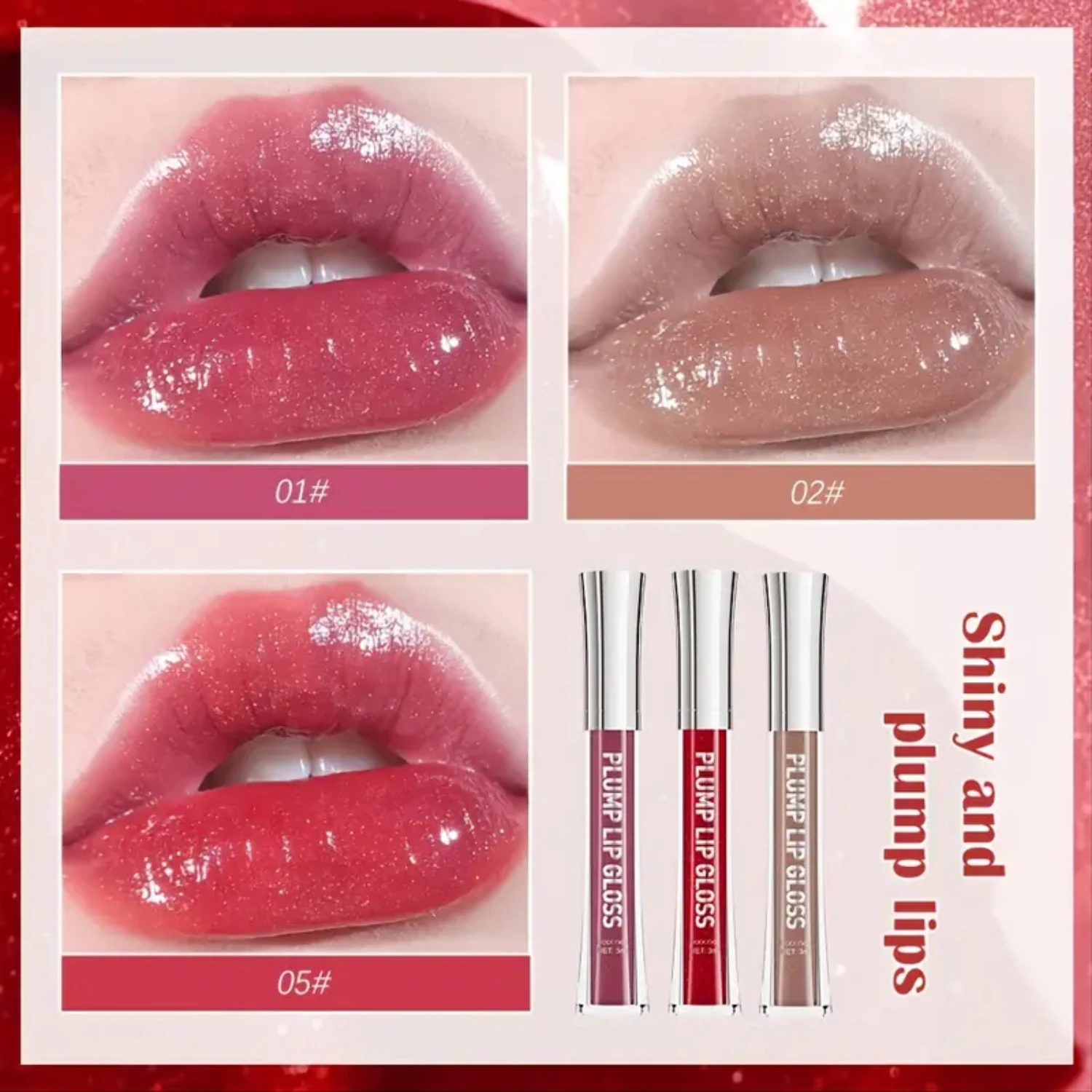 Moisturizing, Long Lasting 6 Colors Big Mouth Lip Gloss Portable for Beautiful Lips Makeup