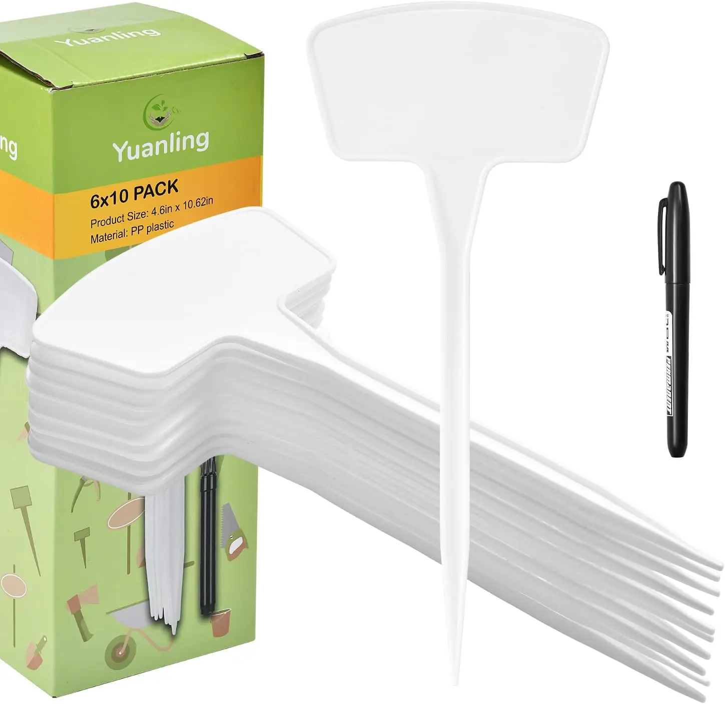 60 Pcs Plant Labels, T-Type Large Plastic Garden Markers Waterproof Reusable for Outdoor Indoor Potted Plants Flowers Seeds
