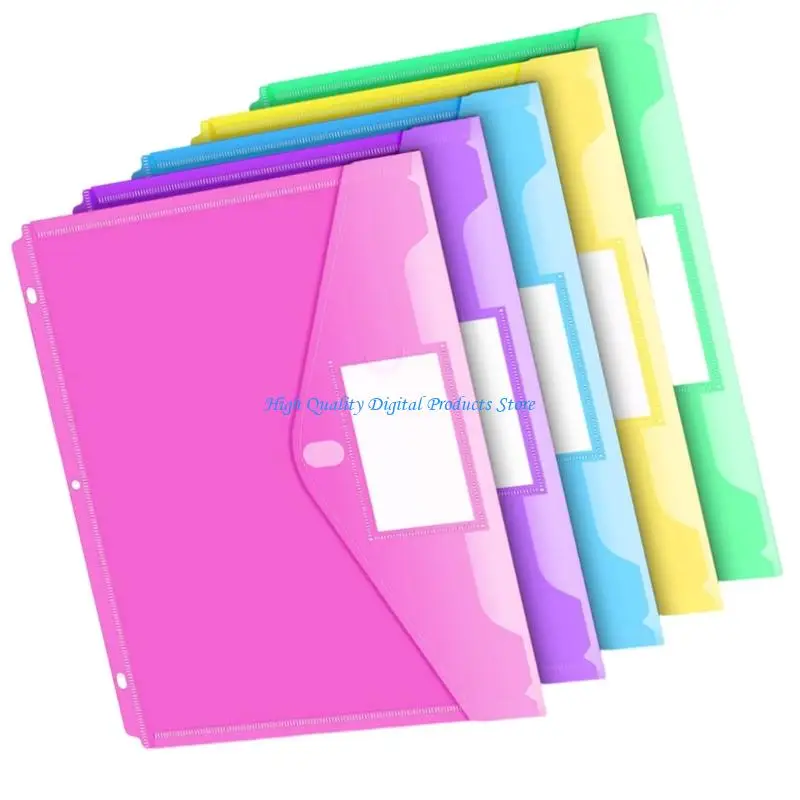 U2JE 5/10 Uds. Bolsa para documentos bolsillo perforada con 3 agujeros para organización oficina escolar