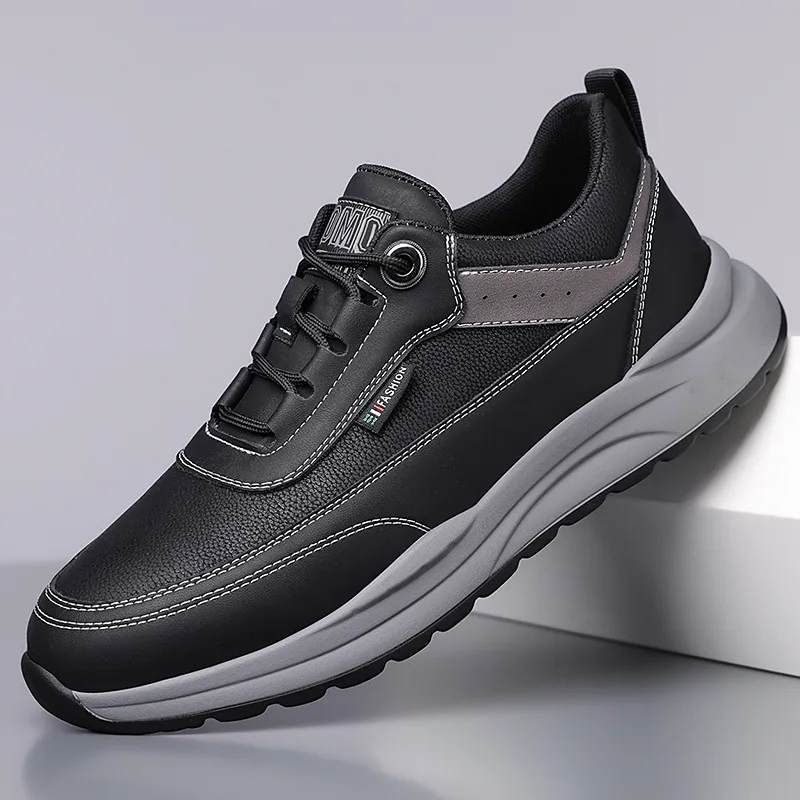 

2023 весна и осень, новая мужская обувь из коровьей кожи для отдыха и вождения, модная спортивная обувь на мягкой подошве для мужчин, кроссовки на кружевной платформе