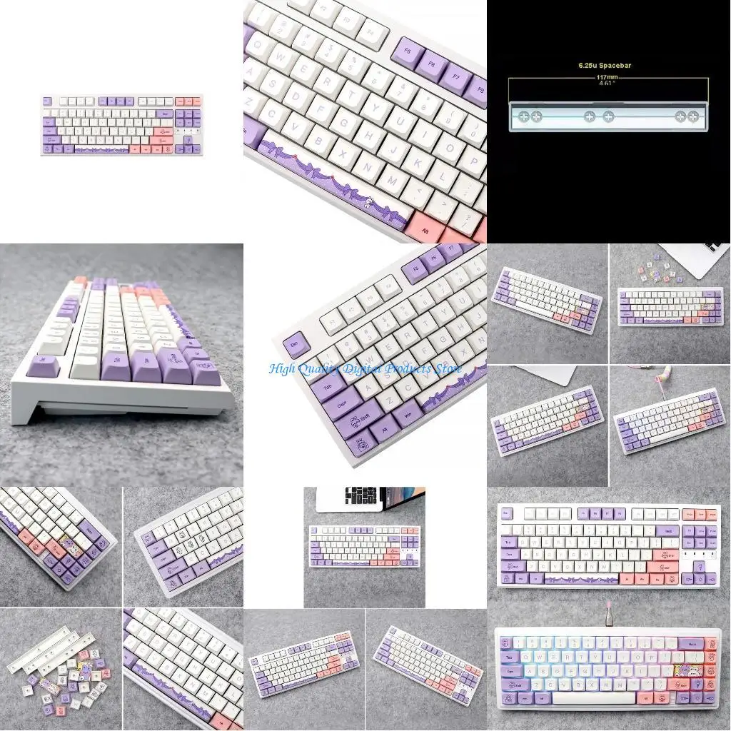 

U2JE Keycap PBT Standard Dye Sublimation Lavender Keycaps 147Keys XDA Profile for Mechanical Keyboard GK61 64