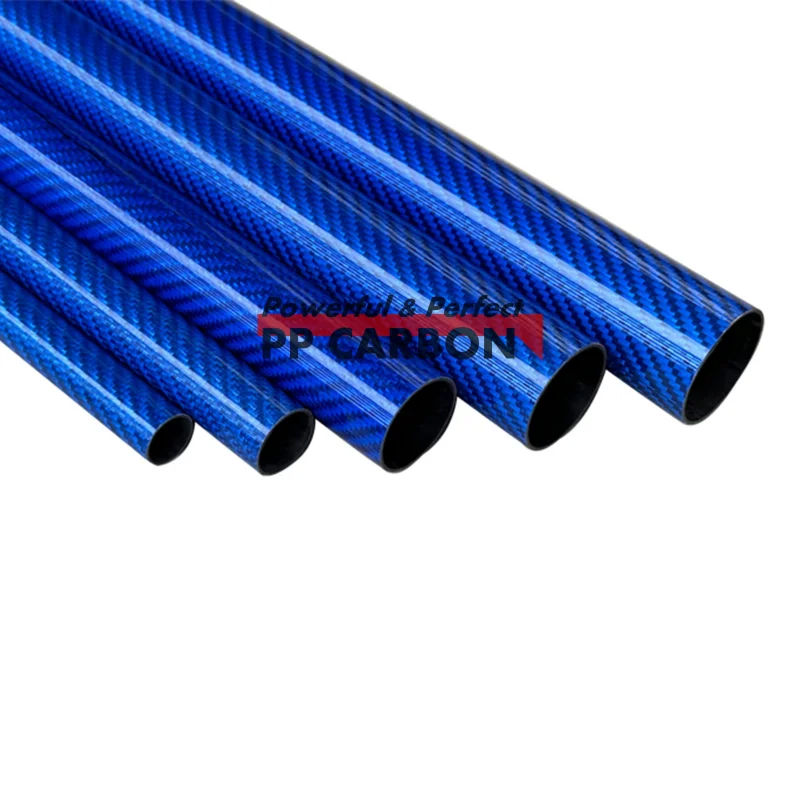 2pcs/lot 500mm Carbon Fiber Tube for RC Airplane Parts OD 6-30mm Colored Carbon Tube Blue 3K Material