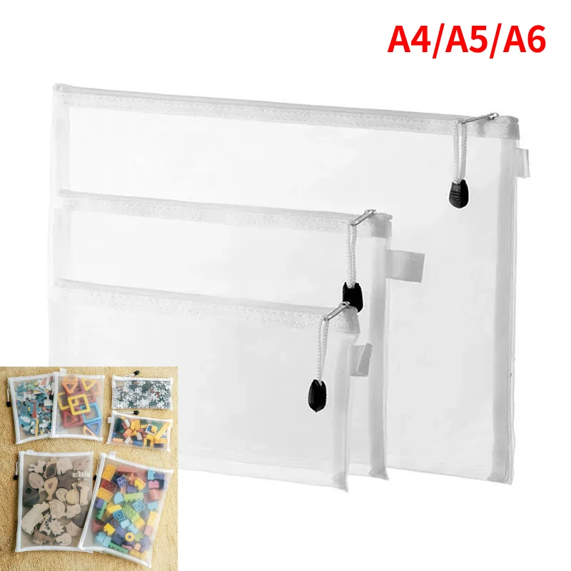 

A4/A5/A6 Mesh Zipper Pouch Toy Storage Bag Building Block Puzzle Sub-Package Bag Children Transparent Finishing Storage Bag