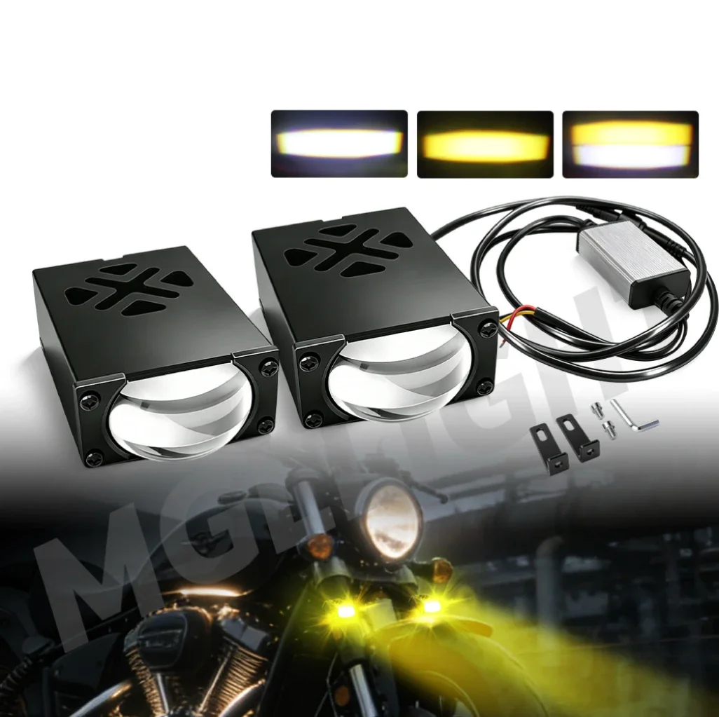 

HAOLIDE Led Work Light Mini Utral Slim 2PCS Dual Color 6000k 3500k Strobe Flashing for off-road use Glide R1250GS 12V 24V