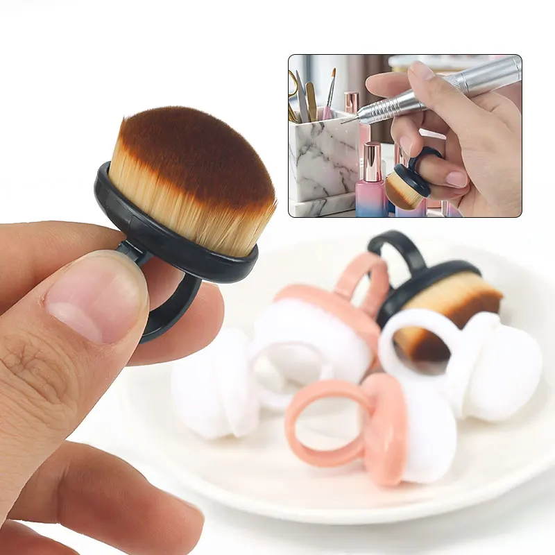 Ringförmige Nagelstaubbürste, tragbare Mini-Nagelkunst-Reinigungsbürste mit weichen Borsten, Maniküre-Polierbürste zum Entfernen von Nagellack für Nagelstudios