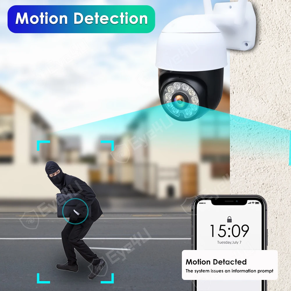 Kamera IP 5MP WiFi Zewnętrzne kamery PTZ Automatyczne śledzenie Kamery do monitoringu wideo CCTV Kamery bezpieczeństwa HD 1080P Dwukierunkowe audio