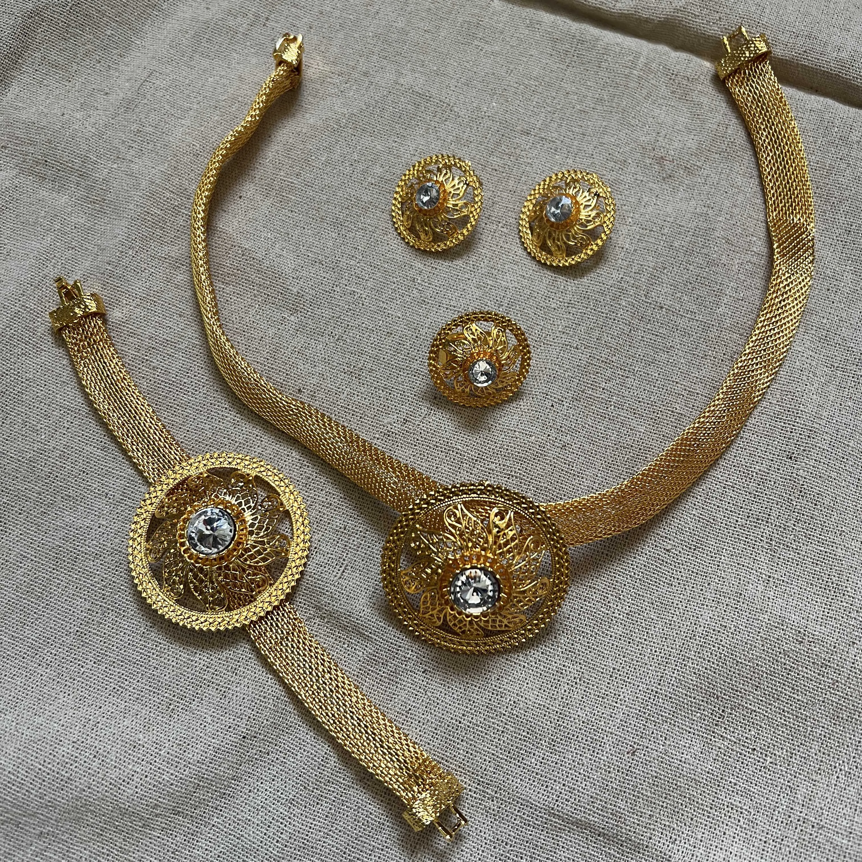 

Dubai Gold Color Bridal Jewelry set - Copper set for African Wedding, Women's Jewelry Gift with