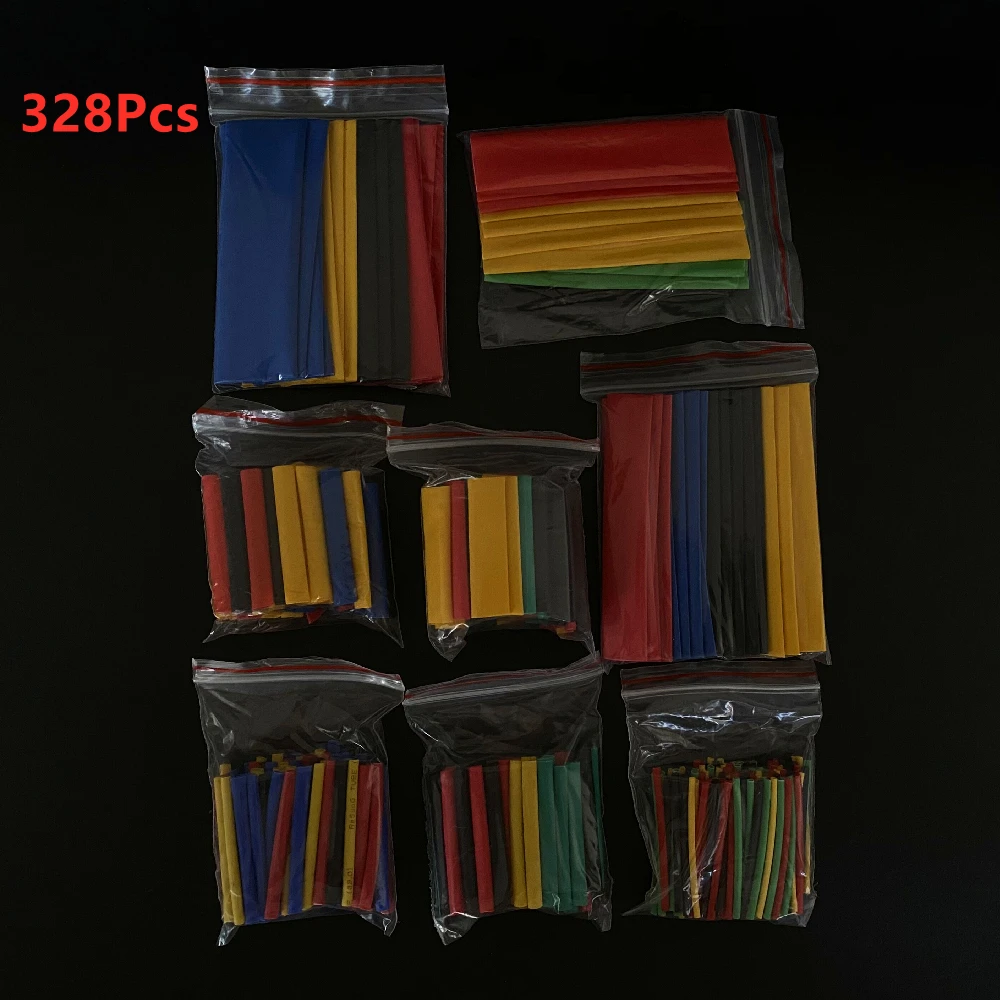 328Pcs Heat Shrink Tube Tubing Insulation Shrinkable Tube Assortment Electronic Polyolefin Wire Cable Sleeve Kit